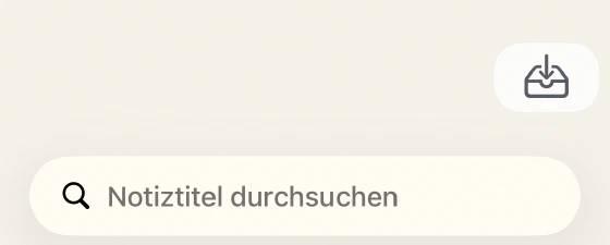 Unterer Bereich der Pocket-Startseite mit Import und Notiztitelsuche