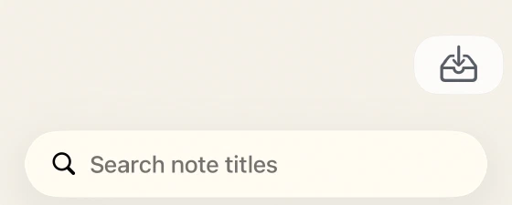 Pocket Home bottom area with import button and note-title search